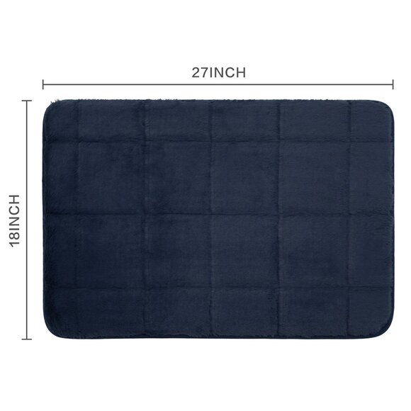 Hotel Style Luxurious Navy Blue Memory Foam Bathmat 27" X 18" Non-Slip - Picture 3 of 7